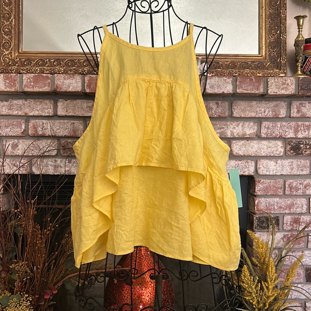 NWT Abound Yellow Lemonade Cotton Babydoll Crop Tank Top Sz XL